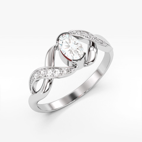 Pierścionek z białego złota z diamentami laboratoryjnymi - próba 585 0,45CT PV-079.B3.LDW.01