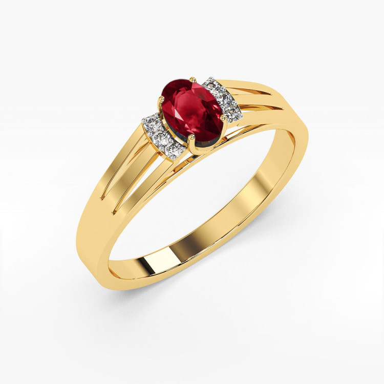 Pierścionek PV-071 Granat 0,50ct żółte złoto