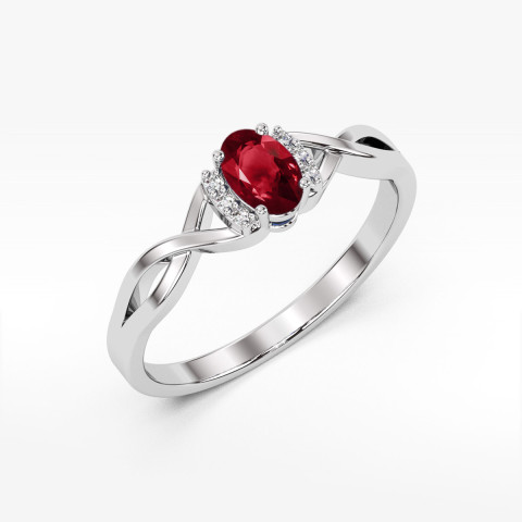 Pierścionek z białego złota z granatem - próba 585 0,552CT PV-073.B3.GAR.01