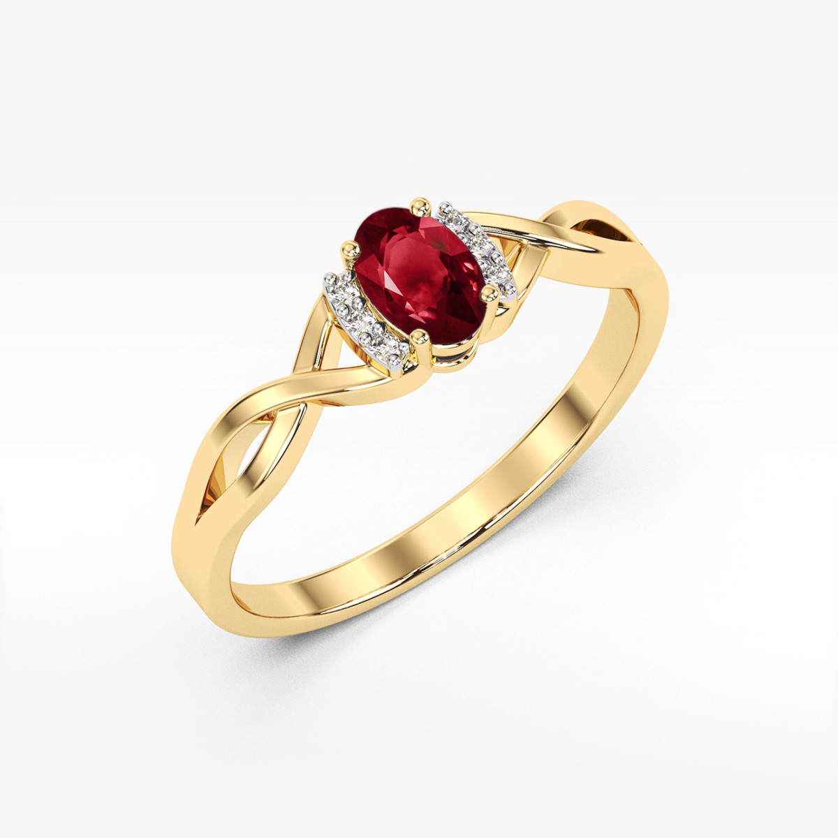 Pierścionek z żółtego złota z granatem - próba 585 0,552CT PV-073.Z3.GAR.01