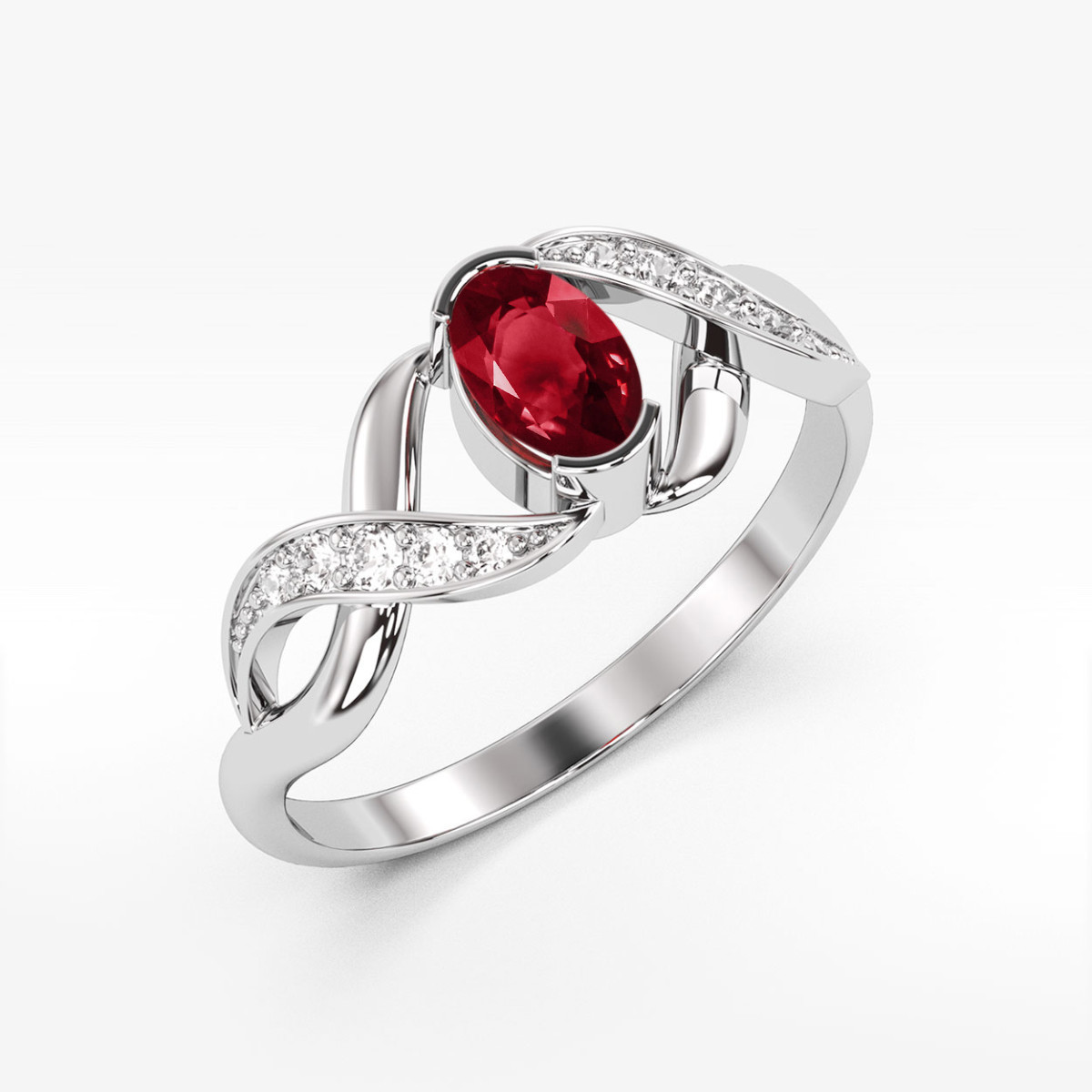 Pierścionek z białego złota z granatem - próba 585 0,55CT PV-079.B3.GAR.01