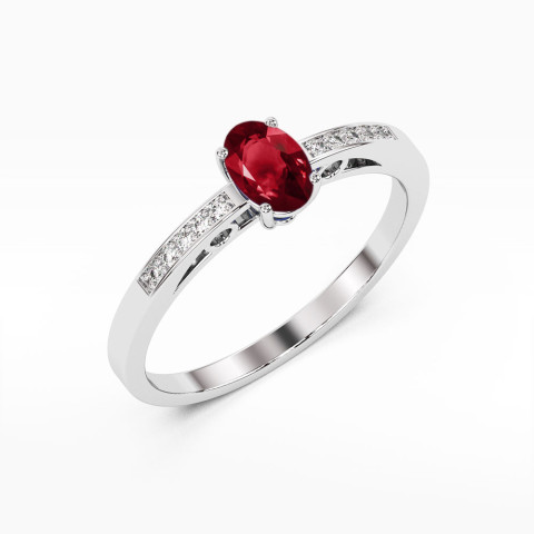 Pierścionek z białego złota z granatem - próba 585 0,55CT PV-179.B3.GAR.01