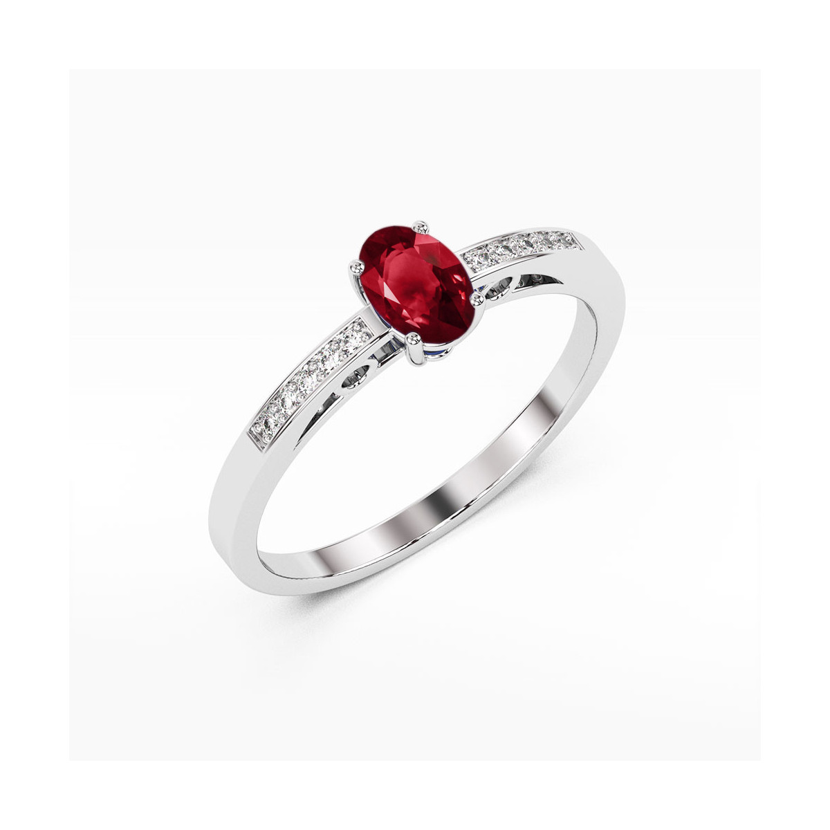 Pierścionek z białego złota z granatem - próba 585 0,55CT PV-179.B3.GAR.01