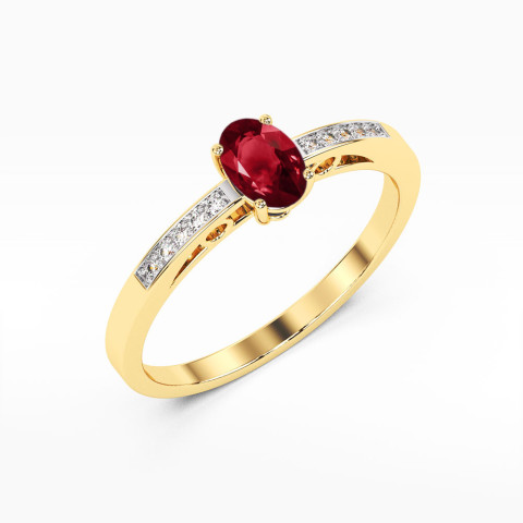 Pierścionek z żółtego złota z granatem - próba 585 0,55CT PV-179.Z3.GAR.01