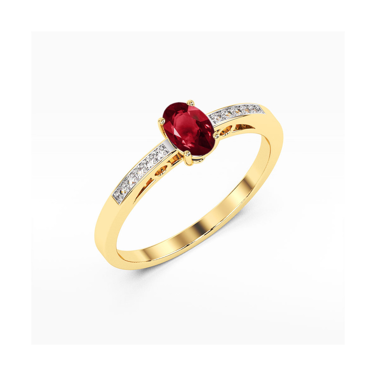 Pierścionek z żółtego złota z granatem - próba 585 0,55CT PV-179.Z3.GAR.01