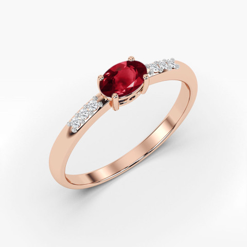Pierścionek z różowego złota z granatem - próba 585 0,53CT PV-197.R3.GAR.01