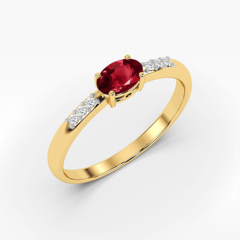 Pierścionek z żółtego złota z granatem - próba 585 0,53CT PV-197.Z3.GAR.01