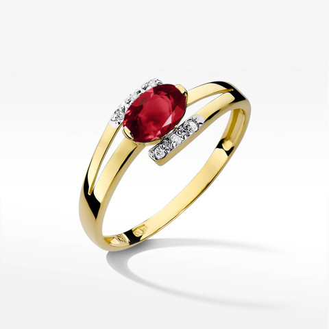 Pierścionek z żółtego złota z granatem - próba 585 0,552CT PV-072.Z3.GAR.01