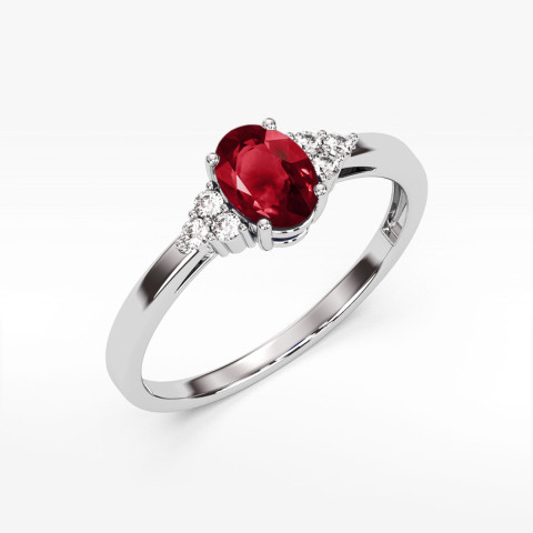 Pierścionek z białego złota z granatem - próba 585 0,552CT PV-108.B3.GAR.01