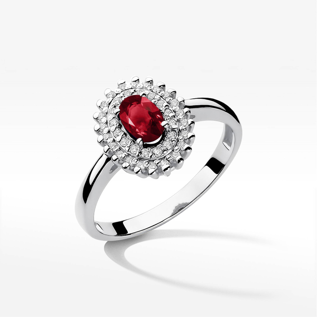 Pierścionek z białego złota z granatem - próba 585 0,52CT PV-138.B3.GAR.01