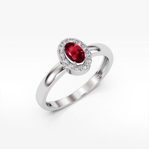 Pierścionek z białego złota z granatem - próba 585 0,58CT PV-109.B3.GAR.01