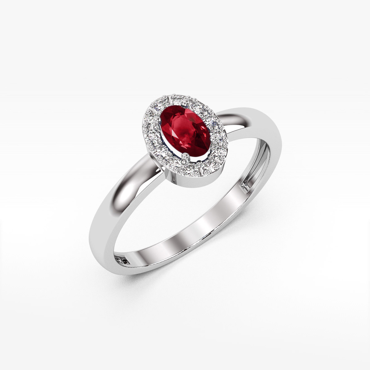 Pierścionek z białego złota z granatem - próba 585 0,58CT PV-109.B3.GAR.01