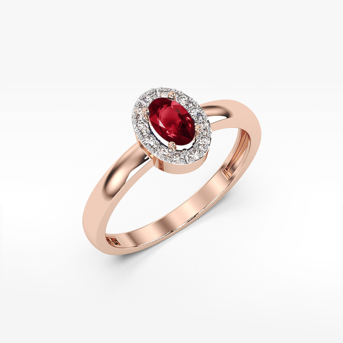 Pierścionek z różowego złota z granatem - próba 585 0,58CT PV-109.R3.GAR.01