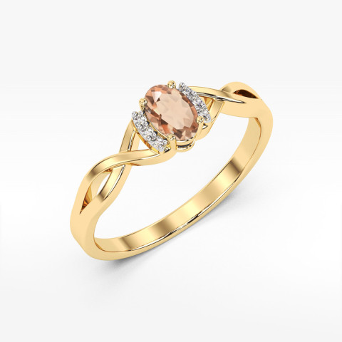 Pierścionek PV-073 Morganit 0,40ct żółte złoto