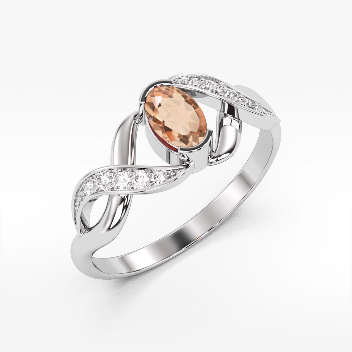 Pierścionek z białego złota z morganitem - próba 585 0,45CT PV-079.B3.MOP.01