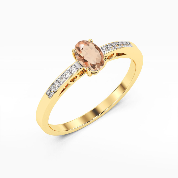 Pierścionek W067 Morganit 0,40ct żółte złoto
