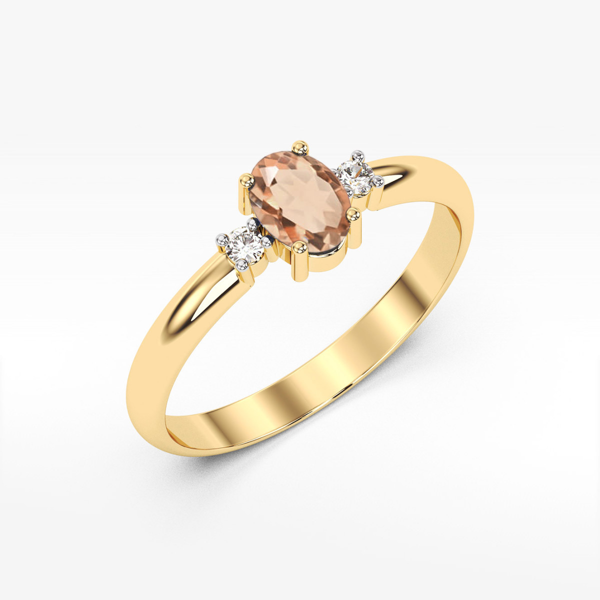 Pierścionek z żółtego złota z morganitem - próba 585 0,48CT PV-063.Z3.MOP.01