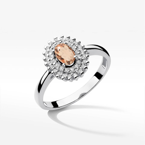Pierścionek z białego złota z morganitem - próba 585 0,42CT PV-138.B3.MOP.01