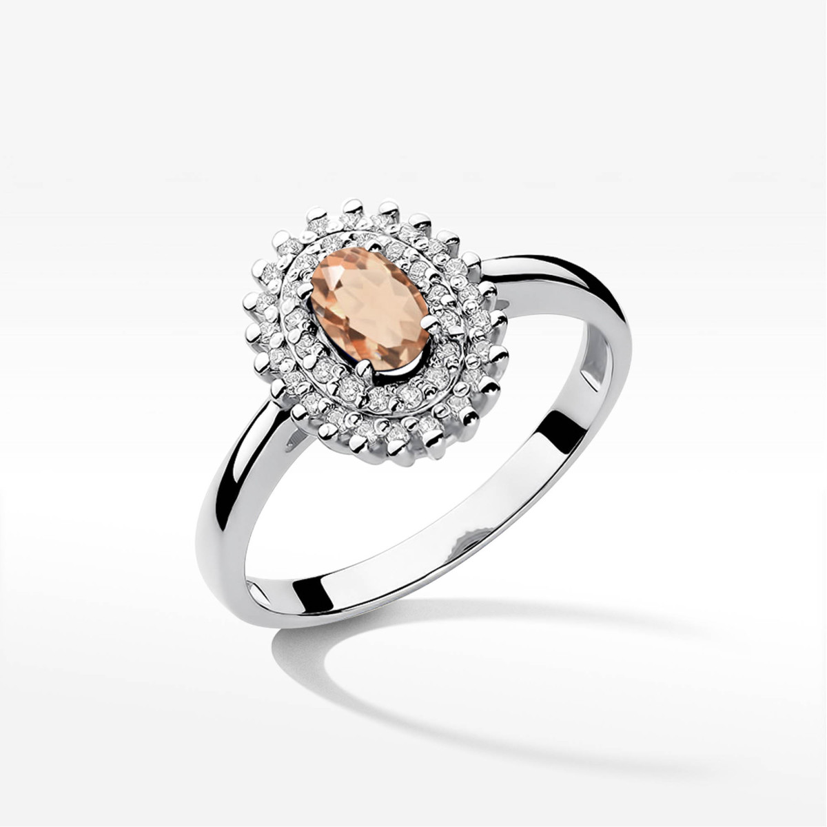 Pierścionek z białego złota z morganitem - próba 585 0,42CT PV-138.B3.MOP.01