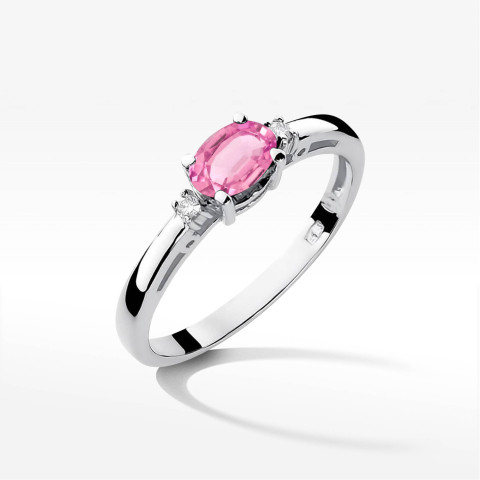 Pierścionek z białego złota z szafirem różowym - próba 585 0,45CT W0006.B3.SAP.01