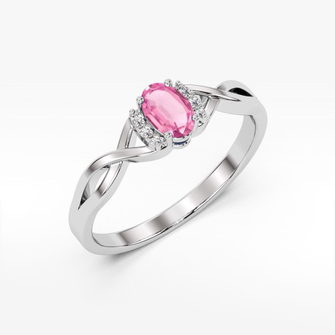 Pierścionek PV-073 Różowy Szafir 0,45ct białe złoto