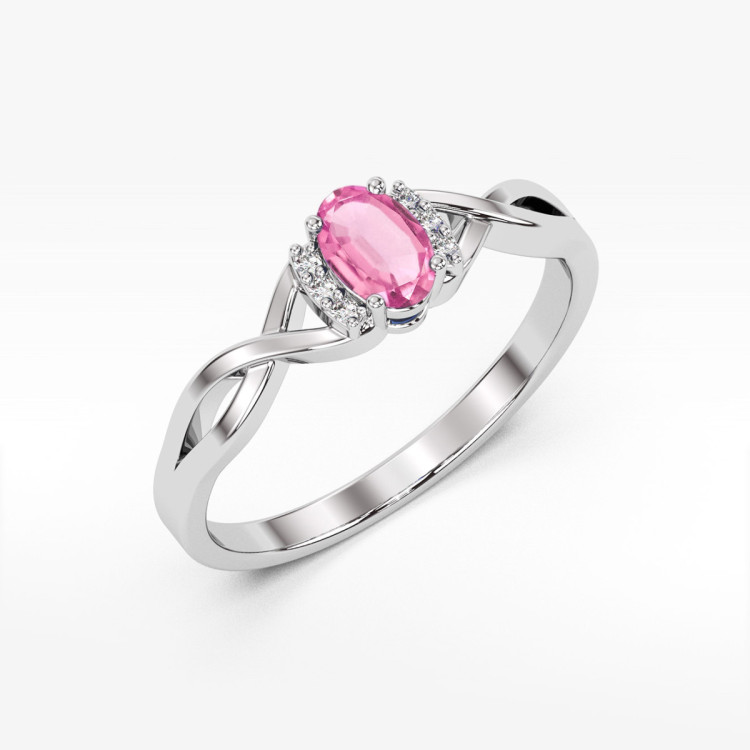 Pierścionek PV-073 Różowy Szafir 0,45ct białe złoto