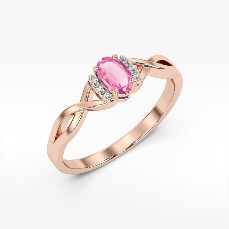 Pierścionek PV-073 Różowy Szafir 0,45ct różowe złoto