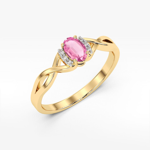 Pierścionek PV-073 Różowy Szafir 0,45ct żółte złoto