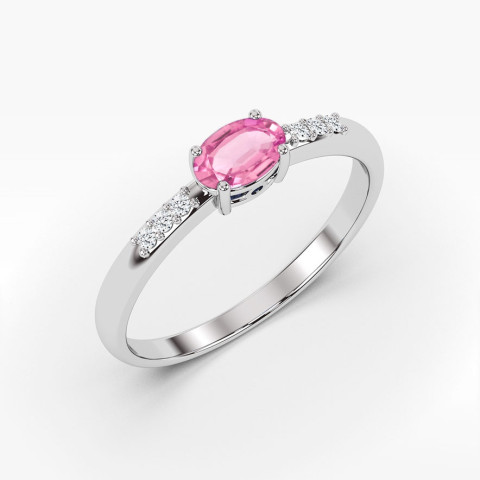 Pierścionek z białego złota z szafirem różowym - próba 585 0,48CT PV-197.B3.SAP.01