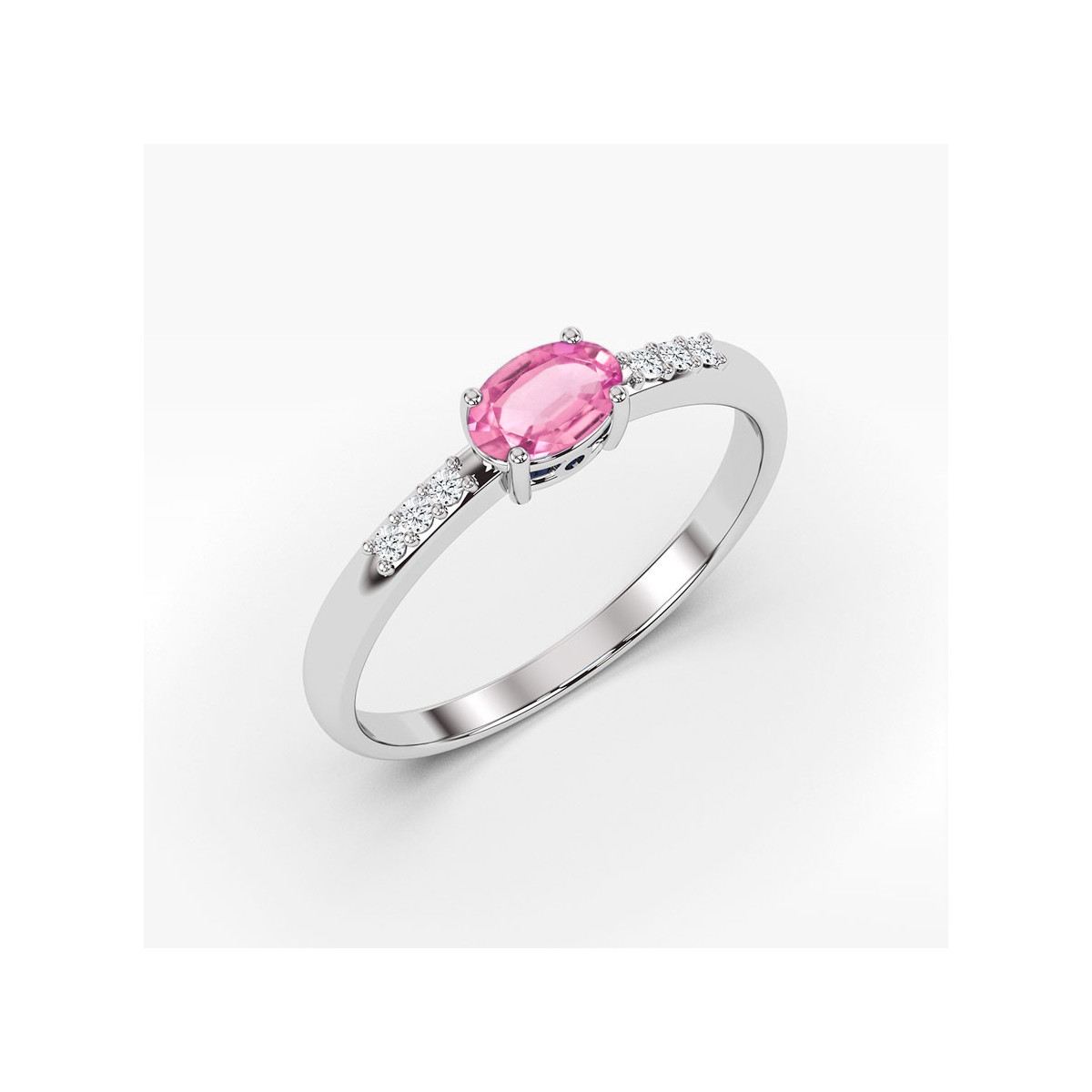 Pierścionek z białego złota z szafirem różowym - próba 585 0,48CT PV-197.B3.SAP.01