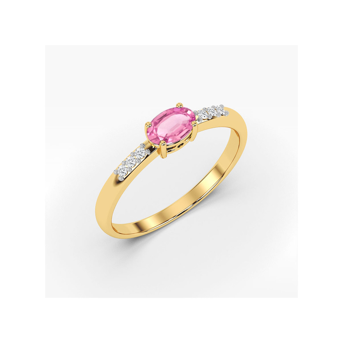Pierścionek z żółtego złota z szafirem różowym - próba 585 0,48CT PV-197.Z3.SAP.01