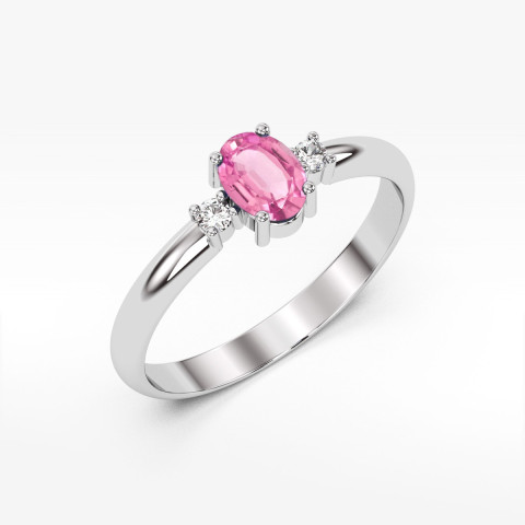 Pierścionek PV-063 Różowy Szafir 0,45ct białe złoto