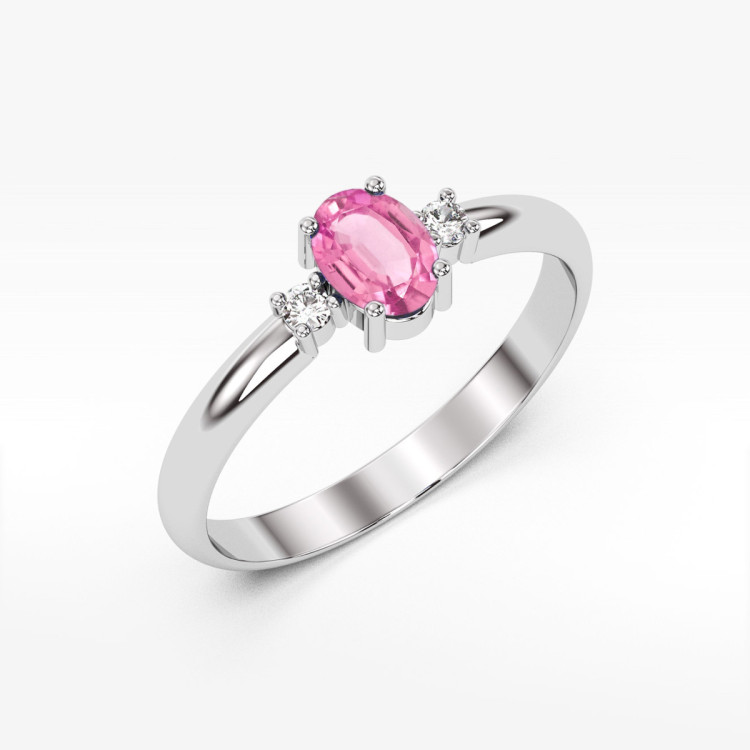 Pierścionek PV-063 Różowy Szafir 0,45ct białe złoto