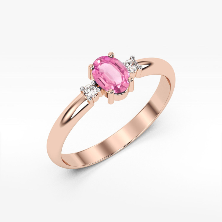 Pierścionek PV-063 Różowy Szafir 0,45ct różowe złoto