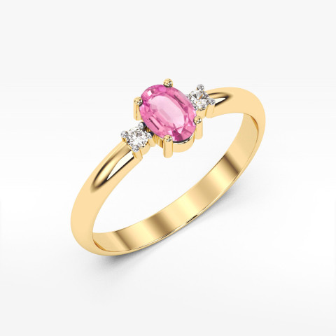 Pierścionek PV-063 Różowy Szafir 0,45ct żółte złoto