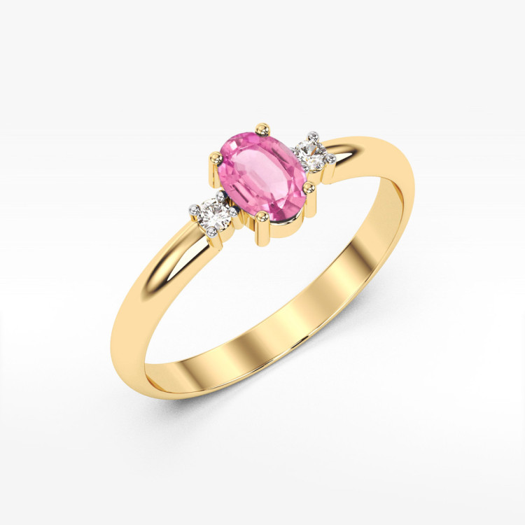 Pierścionek PV-063 Różowy Szafir 0,45ct żółte złoto