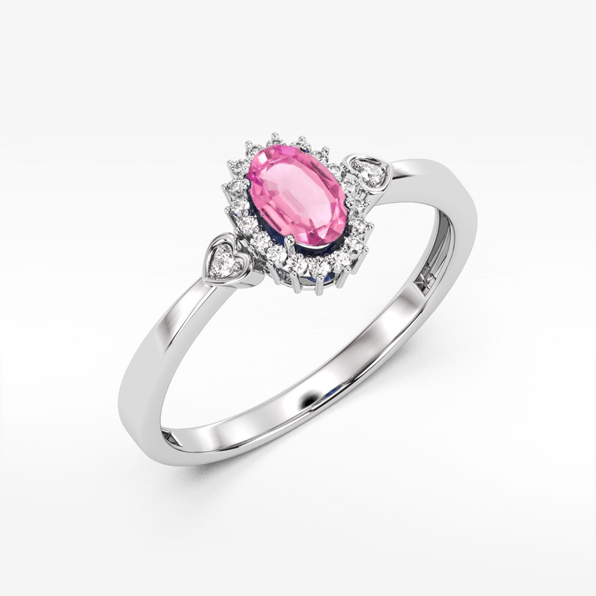 Pierścionek z białego złota z szafirem różowym - próba 585 0,55CT PV-081.B3.SAP.01