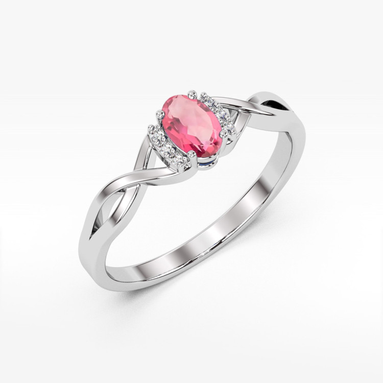 Pierścionek PV-073 Topaz różowy 0,50ct białe złoto