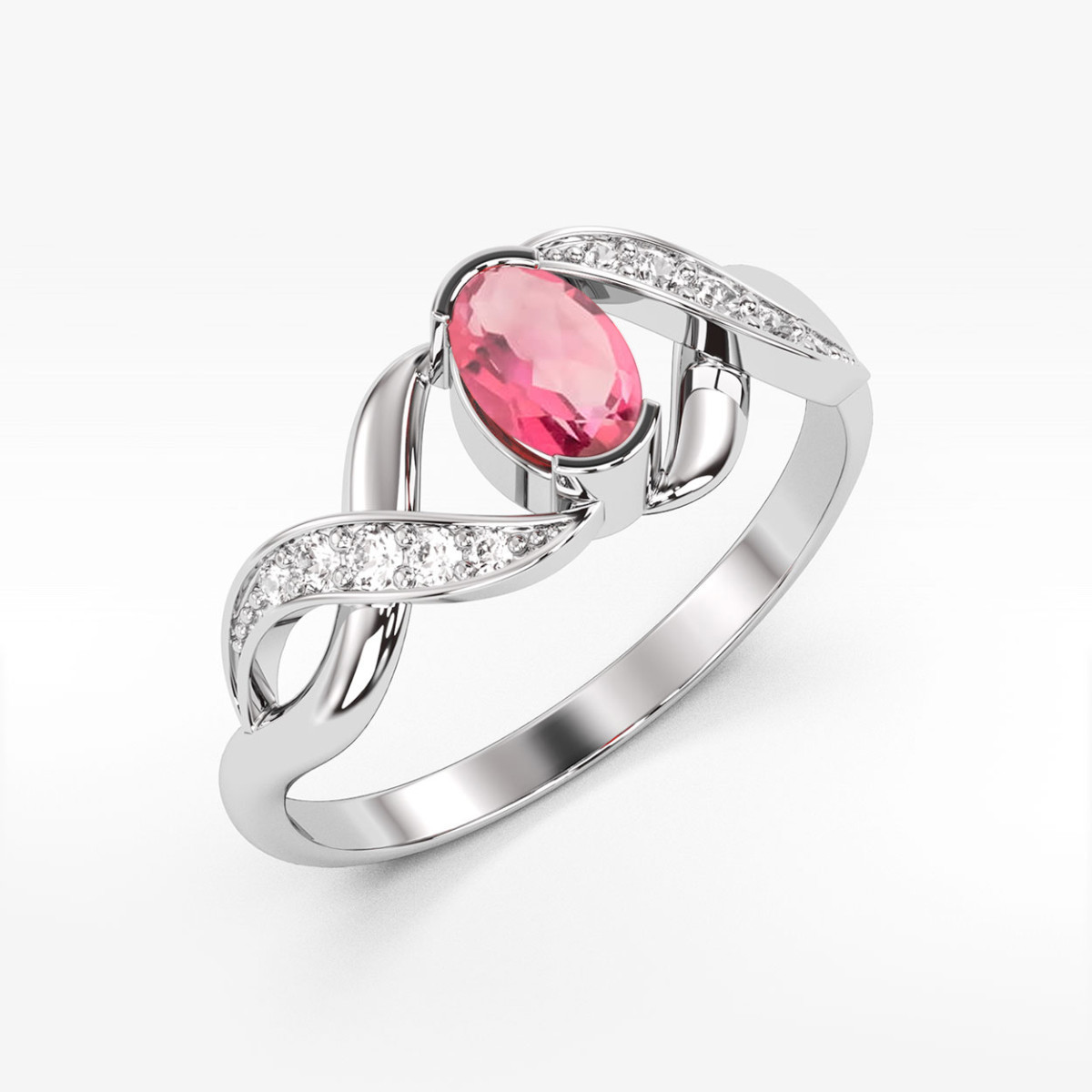Pierścionek z białego złota z topazem różowym - próba 585 0,55CT PV-079.B3.TOP.01