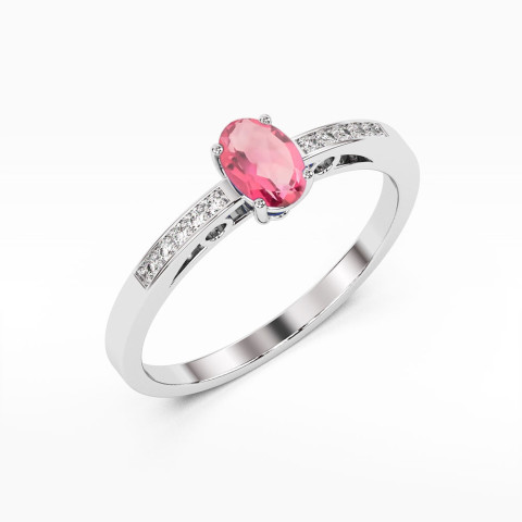 Pierścionek z białego złota z topazem różowym - próba 585 0,55CT PV-179.B3.TOP.01