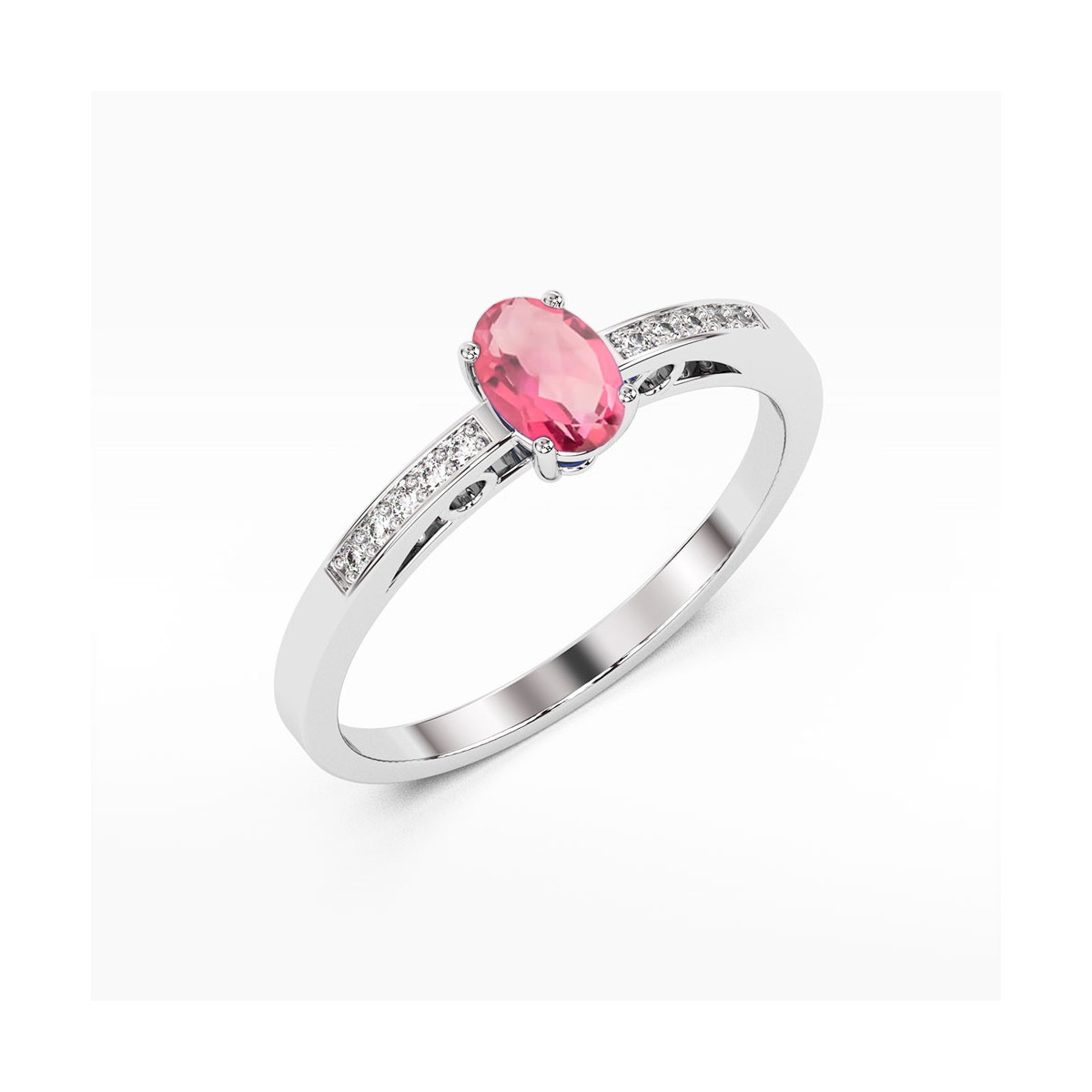 Pierścionek z białego złota z topazem różowym - próba 585 0,55CT PV-179.B3.TOP.01