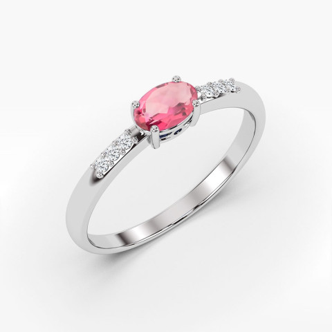 Pierścionek z białego złota z topazem różowym - próba 585 0,53CT PV-197.B3.TOP.01