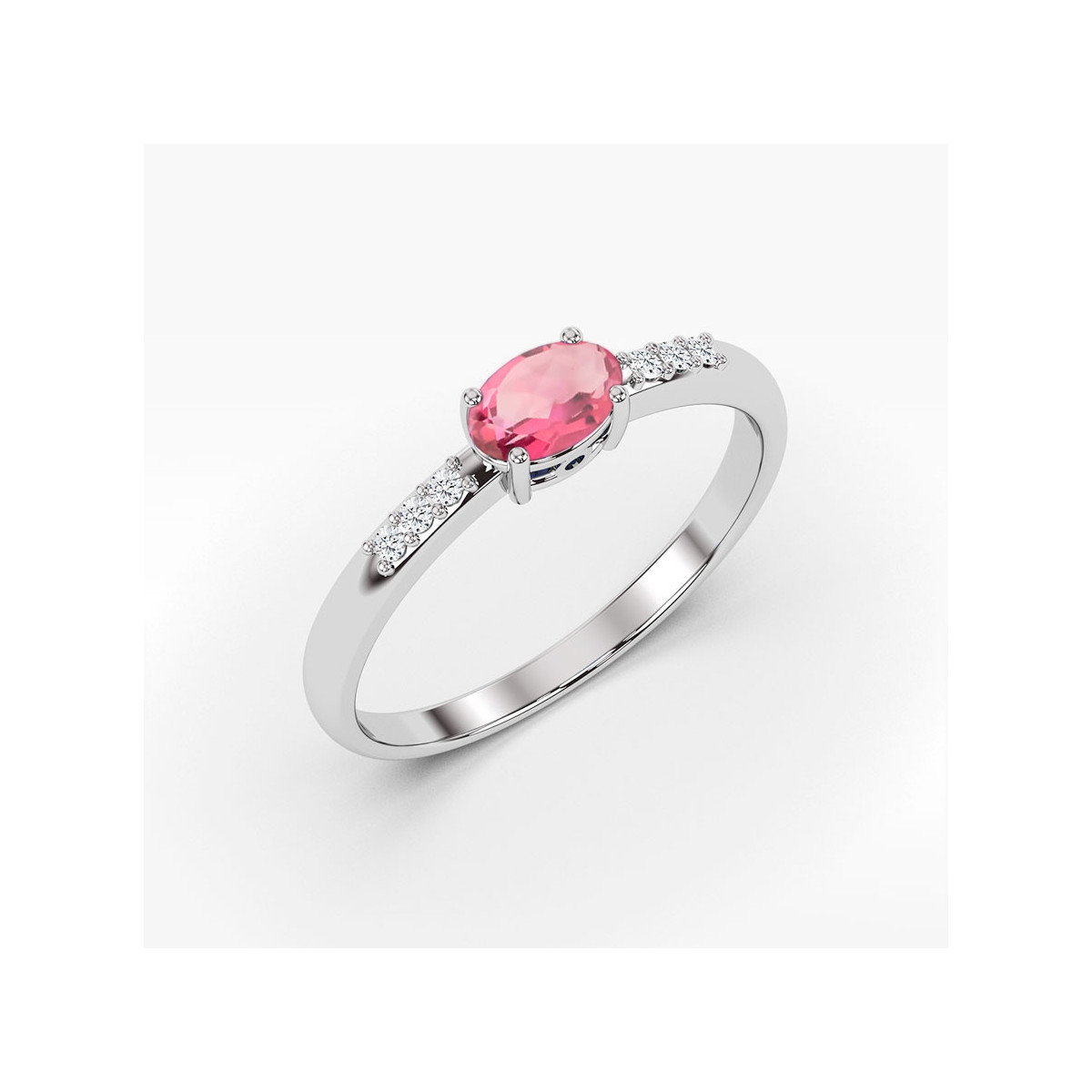 Pierścionek z białego złota z topazem różowym - próba 585 0,53CT PV-197.B3.TOP.01