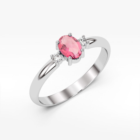 Pierścionek z białego złota z topazem różowym - próba 585 0,58CT PV-063.B3.TOP.01