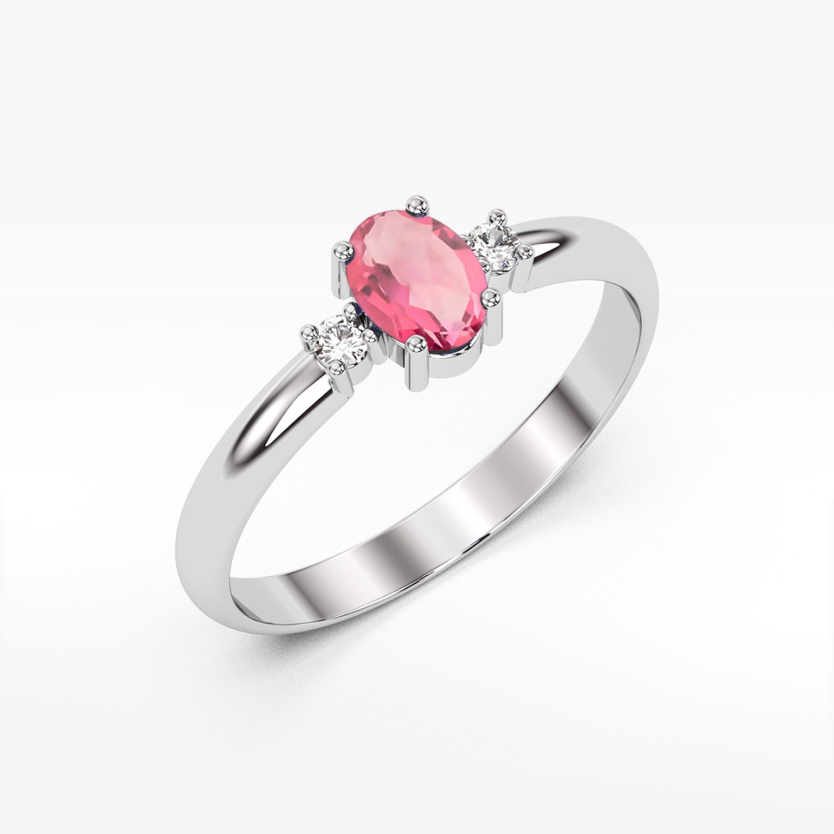Pierścionek z białego złota z topazem różowym - próba 585 0,58CT PV-063.B3.TOP.01