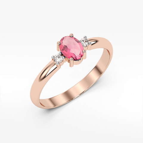 Pierścionek z różowego złota z topazem różowym - próba 585 0,58CT PV-063.R3.TOP.01