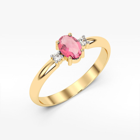 Pierścionek z żółtego złota z topazem różowym - próba 585 0,58CT PV-063.Z3.TOP.01