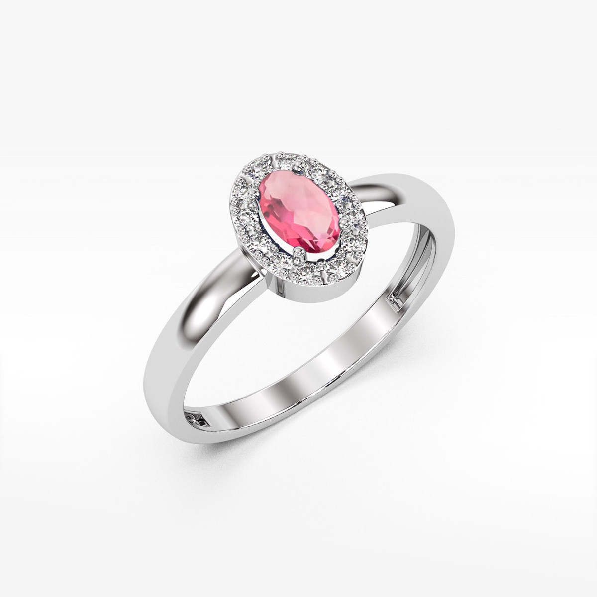 Pierścionek z białego złota z topazem różowym - próba 585 0,58CT PV-109.B3.TOP.01