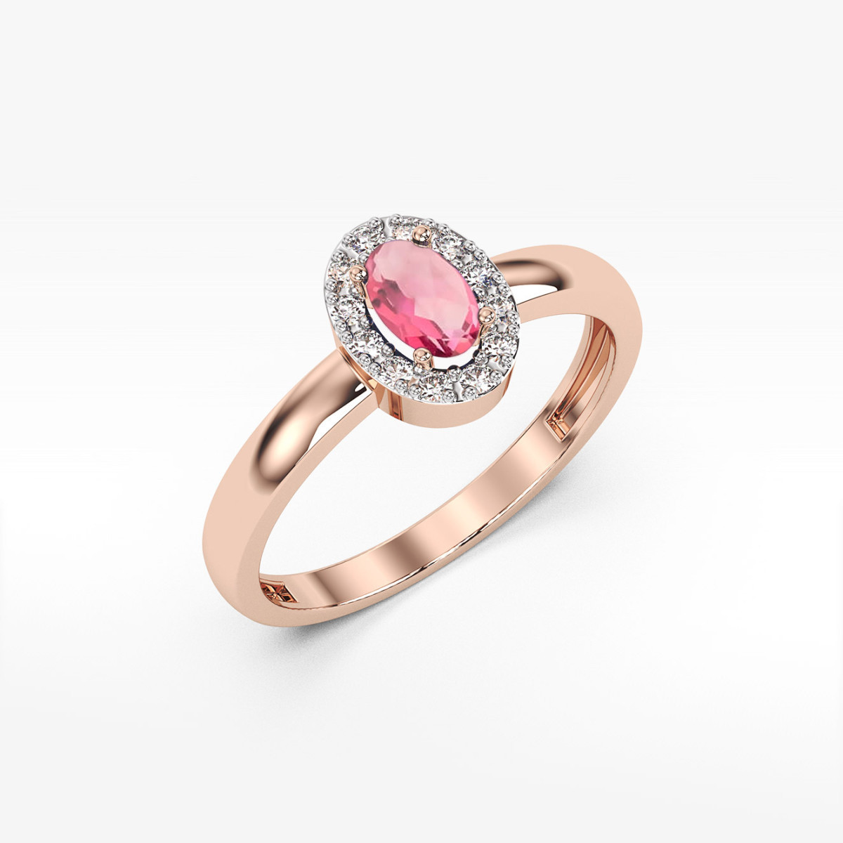 Pierścionek z różowego złota z topazem różowym - próba 585 0,58CT PV-109.R3.TOP.01