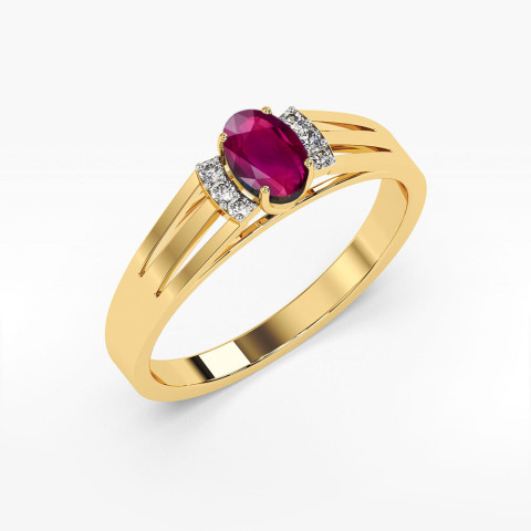 Pierścionek z żółtego złota z rodolitem - próba 585 0,552CT PV-071.Z3.RHR.01